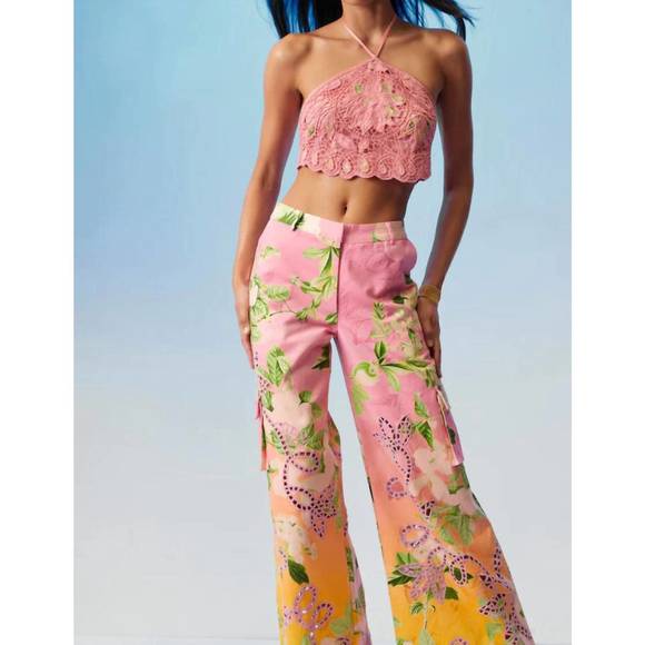 NEW HEMANT & NANDITA floral halter top in pink - Picture 6 of 6